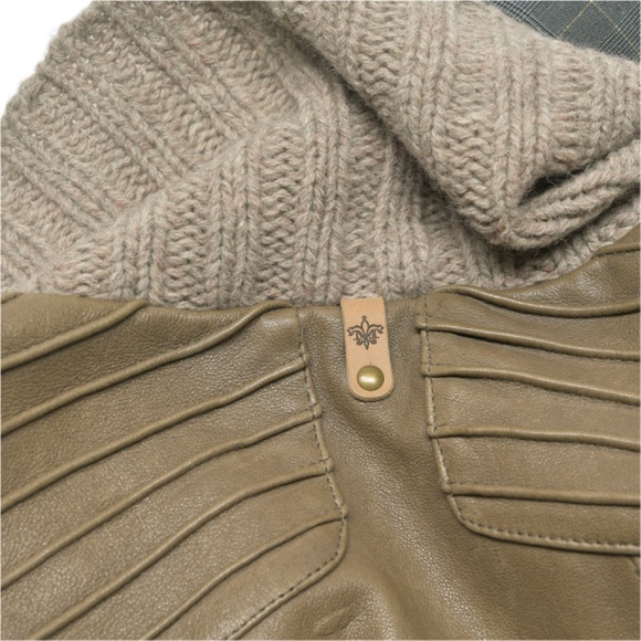 MACKAGE Tan Leather and Wool Ribbing Jacket Size M - Picture 11 of 13